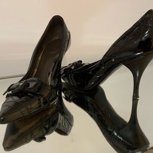 Burberry Maddox Quilted Patent-Leather Heels